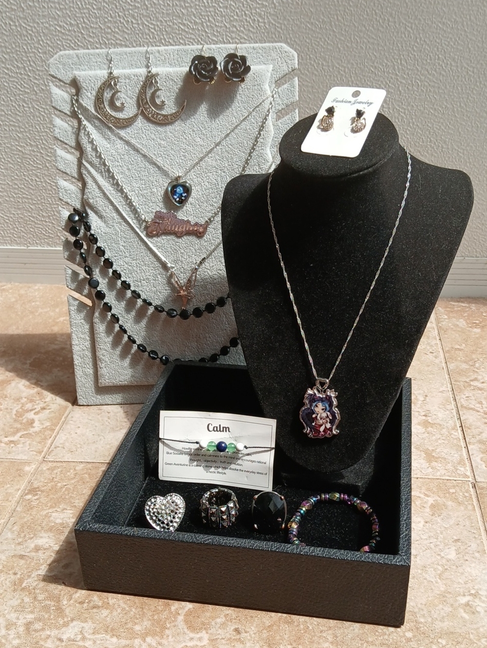 Goth Mixed Jewelry Bundle Pendant Necklace Earrings Bracelet Ring